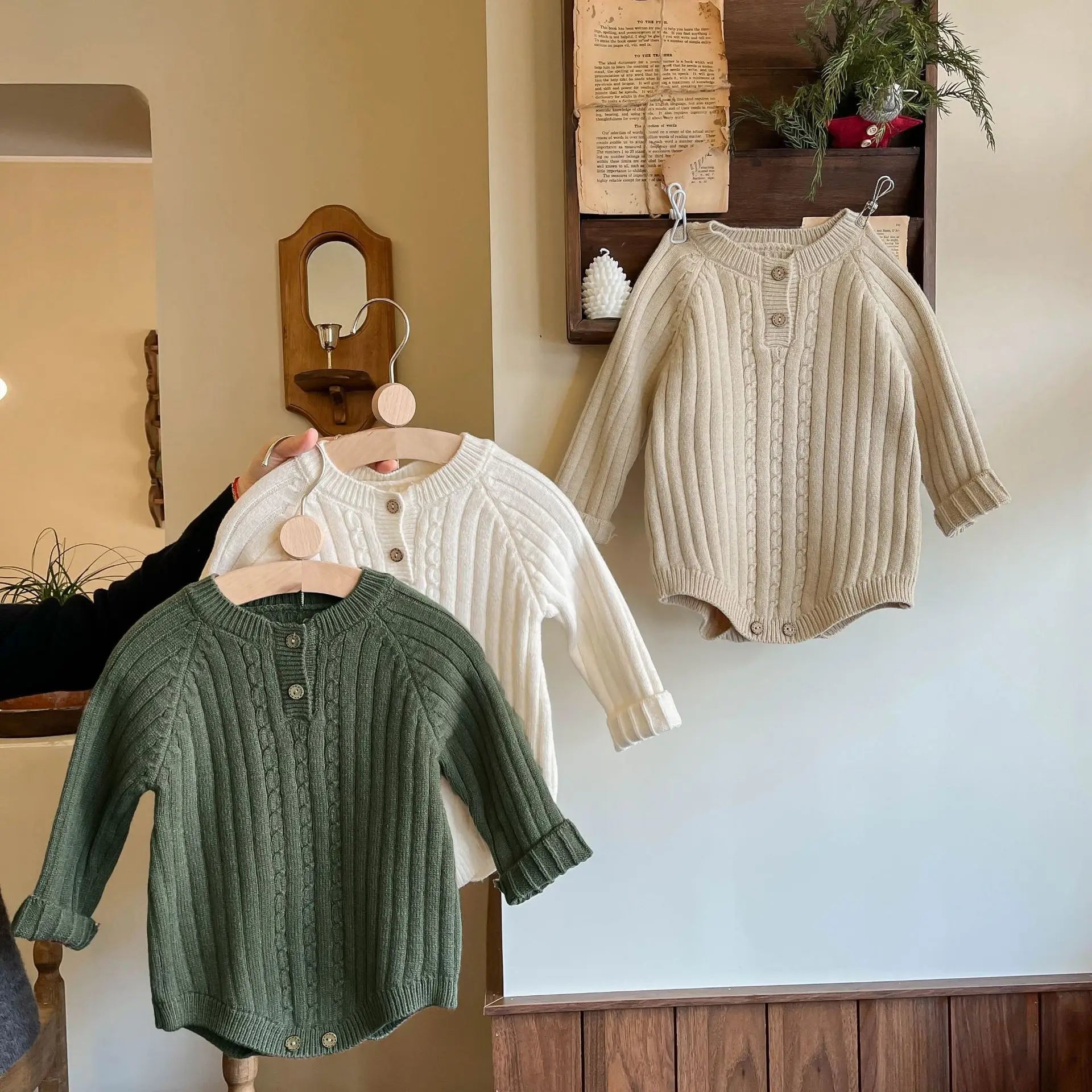 -ベビーロンパース 長袖セーターボディスーツ 3カラー【mh0004402】 - mamahalo shop - 長袖ロンパース -  べビー服 - 子供服 - 男の子 - 女の子