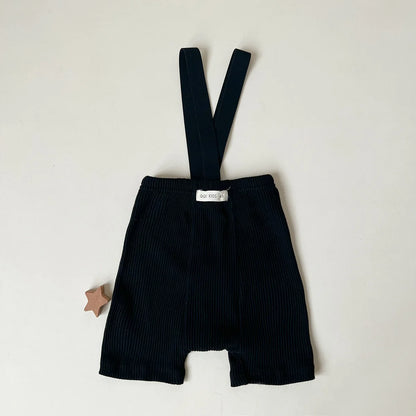 -ベビートップス/パンツ 半袖ボーダー無地Tシャツ/サスペンダーショートパンツ - mamahalo shop - サロペットパンツ・サスペンダーパンツ -  べビー服 - 子供服 - 男の子 - 女の子