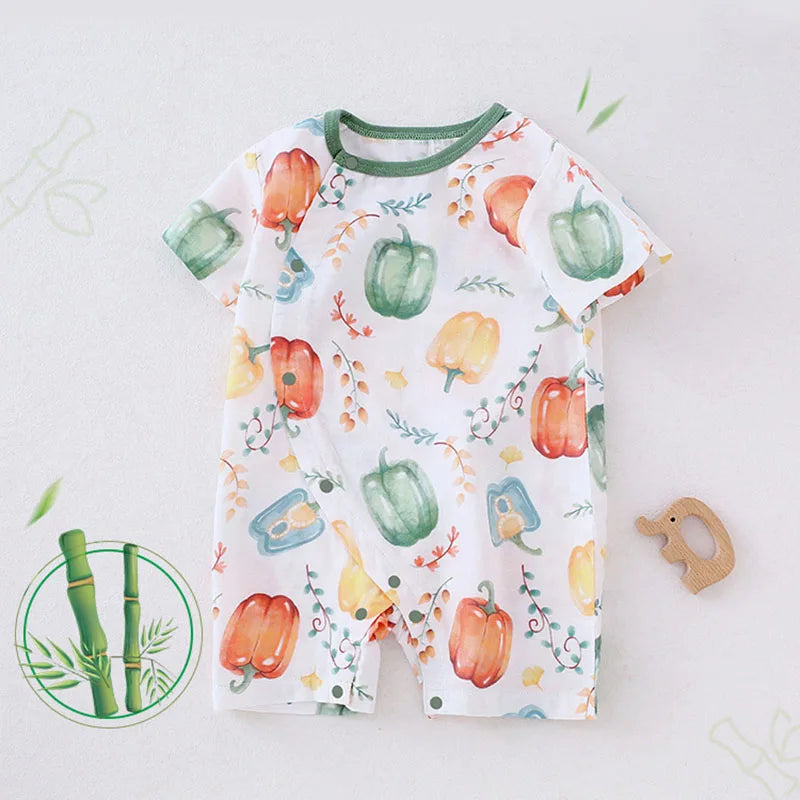 -ベビーロンパース 半袖カバーオール アニマルプリント 5カラー【mh0004592】 - mamahalo shop - 半袖ロンパース -  べビー服 - 子供服 - 男の子 - 女の子