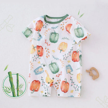 -ベビーロンパース 半袖カバーオール アニマルプリント 5カラー【mh0004592】 - mamahalo shop - 半袖ロンパース -  べビー服 - 子供服 - 男の子 - 女の子