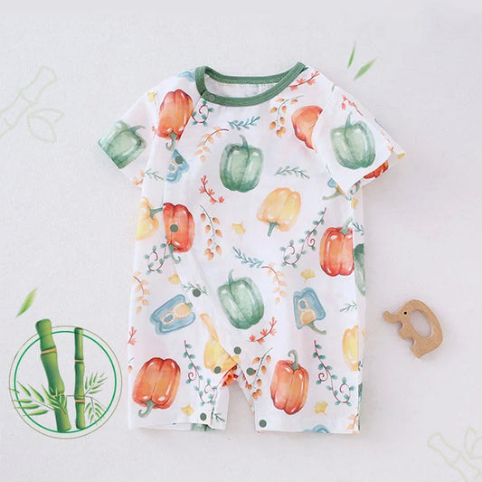 -ベビーロンパース 半袖カバーオール アニマルプリント 5カラー【mh0004592】 - mamahalo shop - 半袖ロンパース -  べビー服 - 子供服 - 男の子 - 女の子