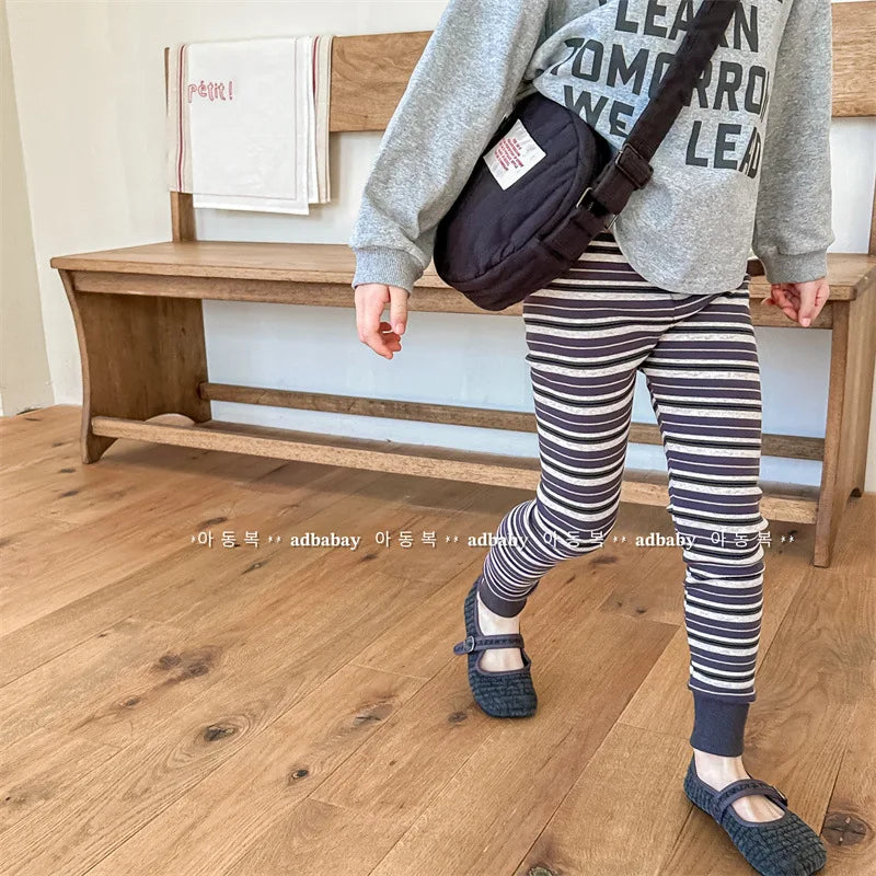 -キッズパンツ ボーダー柄レギンスパンツ 3カラー - mamahalo shop - レギンスパンツ -  べビー服 - 子供服 - 男の子 - 女の子