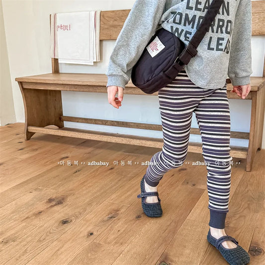 -キッズパンツ ボーダー柄レギンスパンツ 3カラー - mamahalo shop - レギンスパンツ -  べビー服 - 子供服 - 男の子 - 女の子