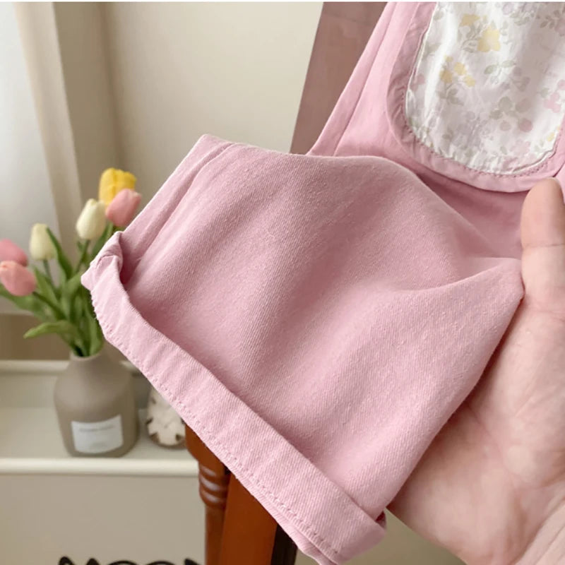 -キッズパンツ ルーズロングパンツ 薄手 パッチポケット ピンク/グリーン/2カラー【mh0004593】 - mamahalo shop - ロングパンツ・スウェットパンツ -  べビー服 - 子供服 - 男の子 - 女の子