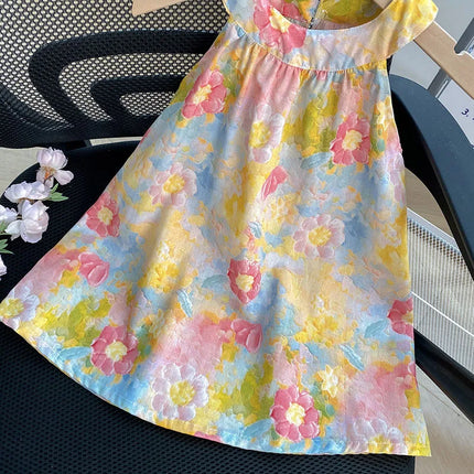 ☺︎ キッズワンピース ノースリーブサマードレス フラワー花柄プリント - mamahalo shop - ノースリーブワンピース -  べビー服 - 子供服 - 男の子 - 女の子