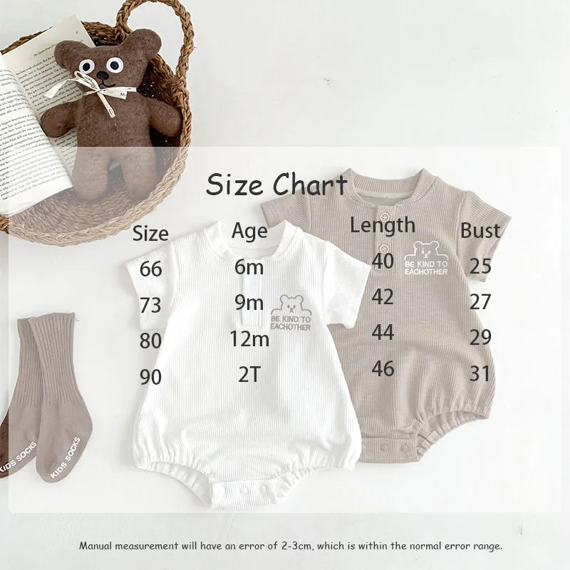 -ベビーロンパース 半袖ボディスーツ ベアくまワンポイント 2カラー【mh0004600】 - mamahalo shop - 半袖ロンパース -  べビー服 - 子供服 - 男の子 - 女の子