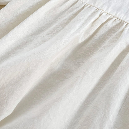 -ベビーロンパース レース刺繍リボン襟長袖ボディスーツ ホワイト - mamahalo shop - 長袖ロンパース -  べビー服 - 子供服 - 男の子 - 女の子