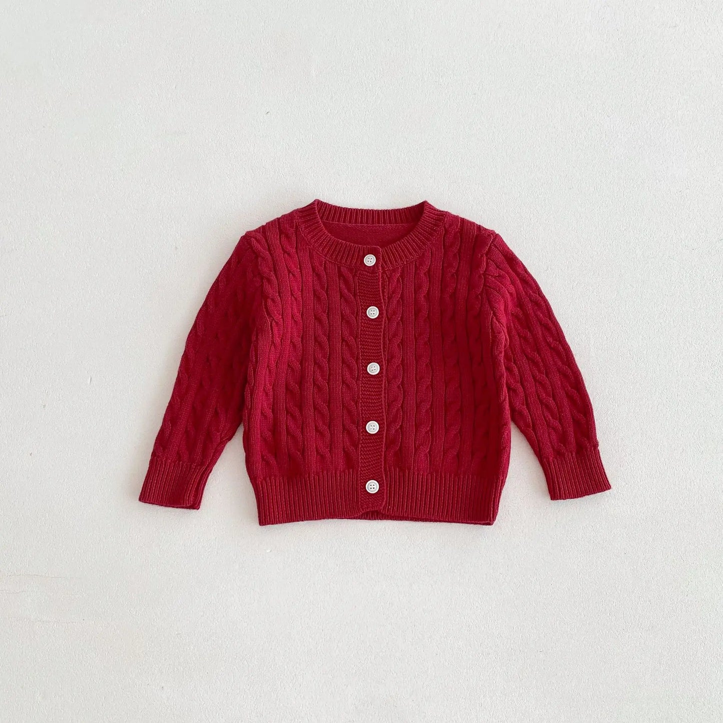 -キッズカーディガン 丸首ニットジャケット アランニット ケーブル編み 2カラー【mh0006657】 - mamahalo shop - カーディガン・パーカー -  べビー服 - 子供服 - 男の子 - 女の子