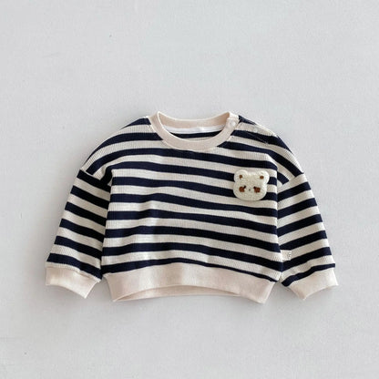 -ベビーキッズトップス ボーダー 長袖Tシャツ スウェットシャツ 2カラー【mh0006464】 - mamahalo shop - 長袖Tシャツ -  べビー服 - 子供服 - 男の子 - 女の子