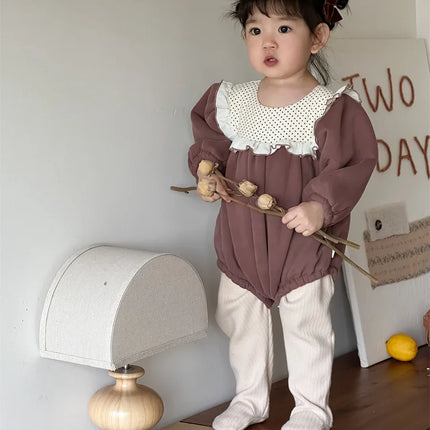 ベビーロンパース ビッグフリルフリース長袖ボディスーツ - mamahalo shop - 長袖ロンパース -  べビー服 - 子供服 - 男の子 - 女の子