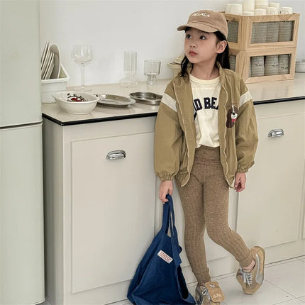 キッズパンツ リブニット レギンスパンツ レターロゴプリント 2カラー - mamahalo shop - レギンスパンツ -  べビー服 - 子供服 - 男の子 - 女の子