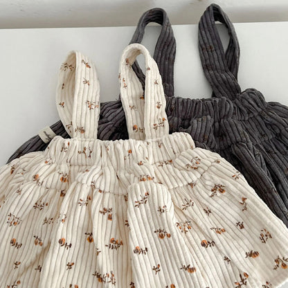 -ベビーサスペンダースカート パンツインスカート ブルマ コーデュロイ 長袖ブラウス グレー アプリコット 2カラー ガールズ 女の子 子供服 - mamahalo shop - ブルマパンツ -  べビー服 - 子供服 - 男の子 - 女の子