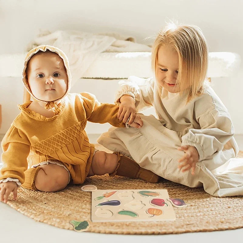 -ジグソー パズル セット 木製 おもちゃ 動物 野菜 ボード マッチング【mh0001027】 - mamahalo shop - Toy (おもちゃ・木製玩具）etc. -  べビー服 - 子供服 - 男の子 - 女の子