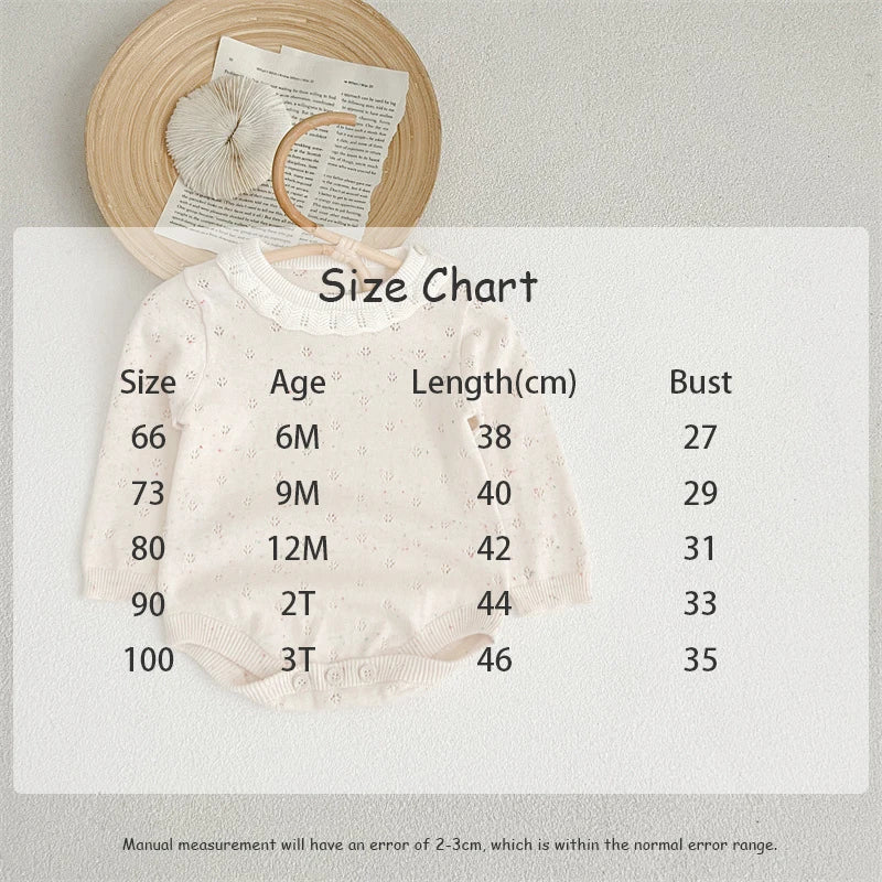 -ベビーロンパース レースニット 長袖ロンパース ベージュ - mamahalo shop - 長袖ロンパース -  べビー服 - 子供服 - 男の子 - 女の子