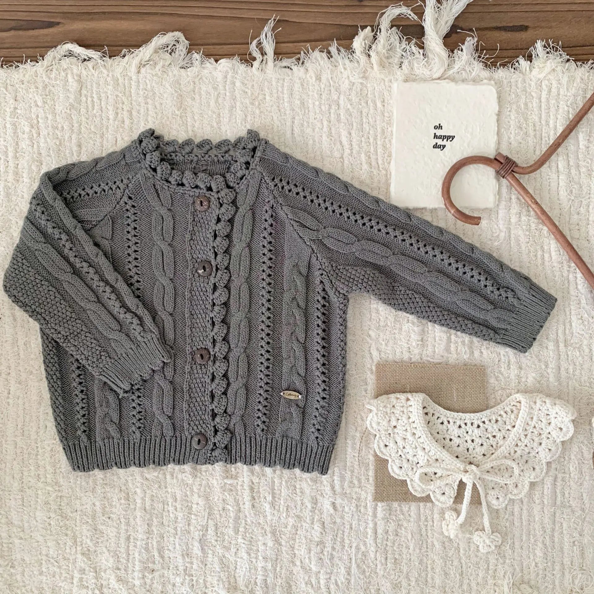 -ベビーキッズカーディガン レースフリルニットジャケット 3カラー - mamahalo shop - カーディガン・パーカー -  べビー服 - 子供服 - 男の子 - 女の子