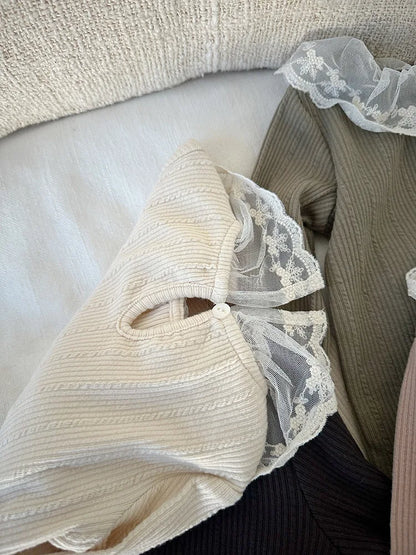 -キッズトップス レース襟リブ長袖Tシャツカットソー 4カラー【mh0006854】 - mamahalo shop - 長袖Tシャツ -  べビー服 - 子供服 - 男の子 - 女の子