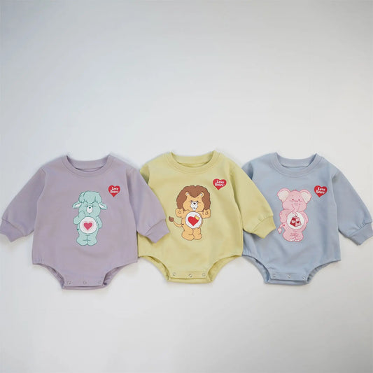 -ベビーロンパース くまベアアニマルプリント長袖ボディスーツ 3カラー【mh0006969】 - mamahalo shop - 長袖ロンパース -  べビー服 - 子供服 - 男の子 - 女の子