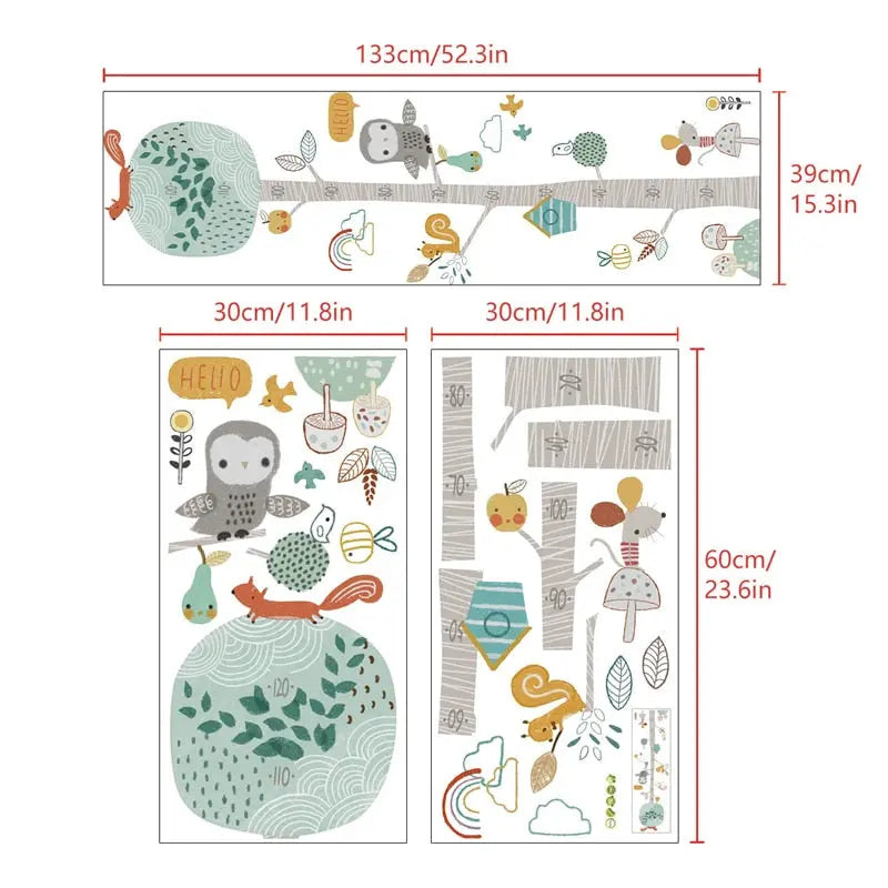 -DIYウォールステッカー 北欧森の動物と木の高さ 子供の身長測定インテリア装飾【mh0000004】 - mamahalo shop - モビール・ウォールデコレーション -  べビー服 - 子供服 - 男の子 - 女の子