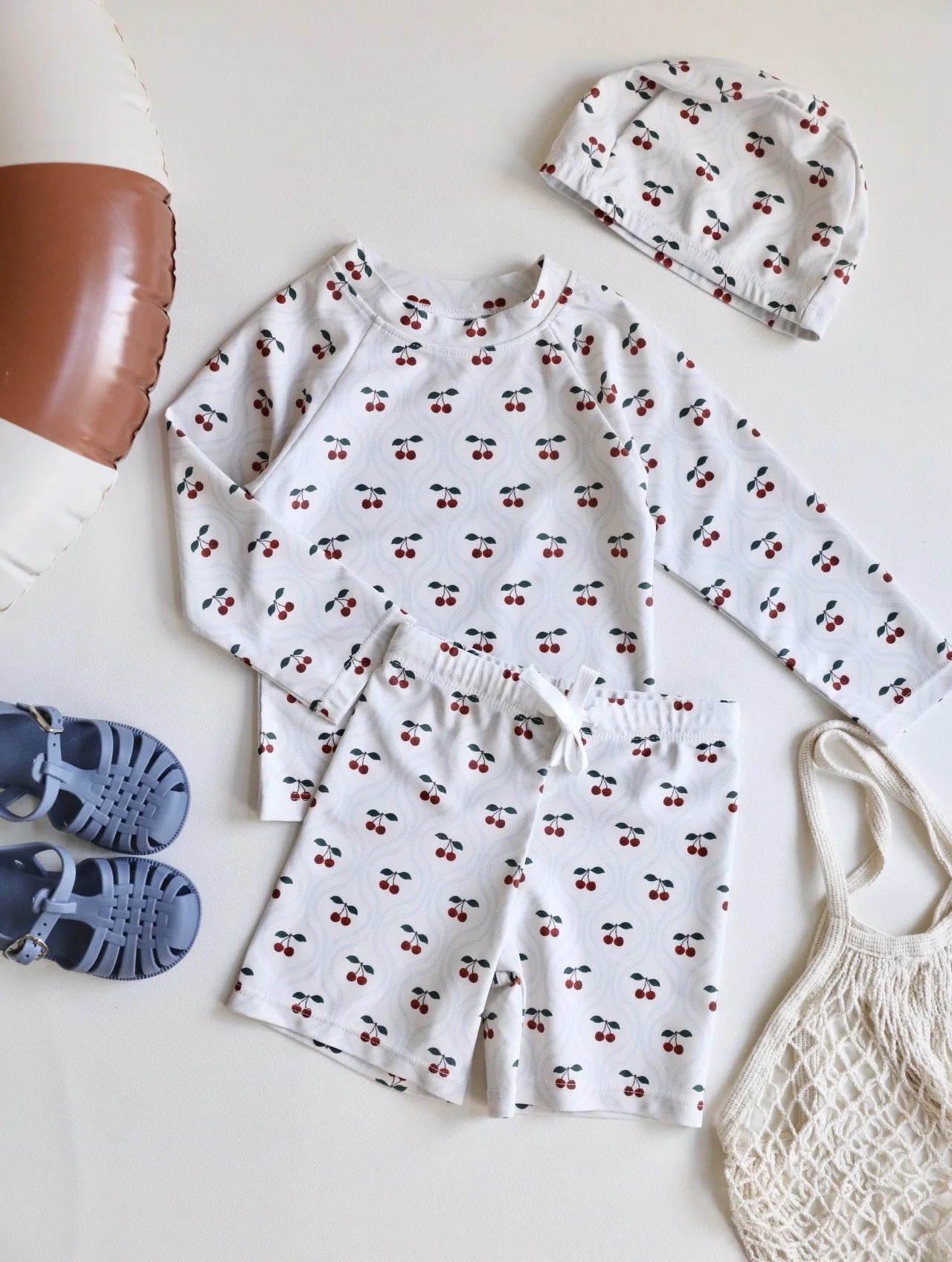 -キッズ水着 セパレートセット 長袖トップス+ショートパンツ ボーイズ ラッシュガード スイムウェア【mh0006163】 - mamahalo shop - ベビー用水着 -  べビー服 - 子供服 - 男の子 - 女の子