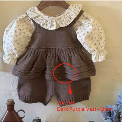 -ベビーセットアップ 2点セット ニットベスト バルーンパンツ 2カラー - mamahalo shop - ノースリーブセットアップ -  べビー服 - 子供服 - 男の子 - 女の子