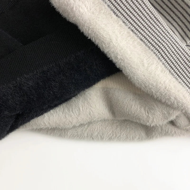 -キッズトップス 無地 ボーダー 裏フリースニットセーター ハイネック ボトルネックカットソー【mh0003577】 - mamahalo shop - ニット・セーター -  べビー服 - 子供服 - 男の子 - 女の子