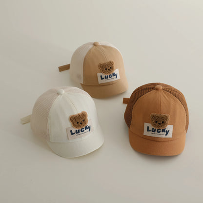 -ベビー帽子 メッシュキャップ 野球帽 ベアくまワッペン サマーハット【mh0005596】 - mamahalo shop - ベビー用帽子 -  べビー服 - 子供服 - 男の子 - 女の子