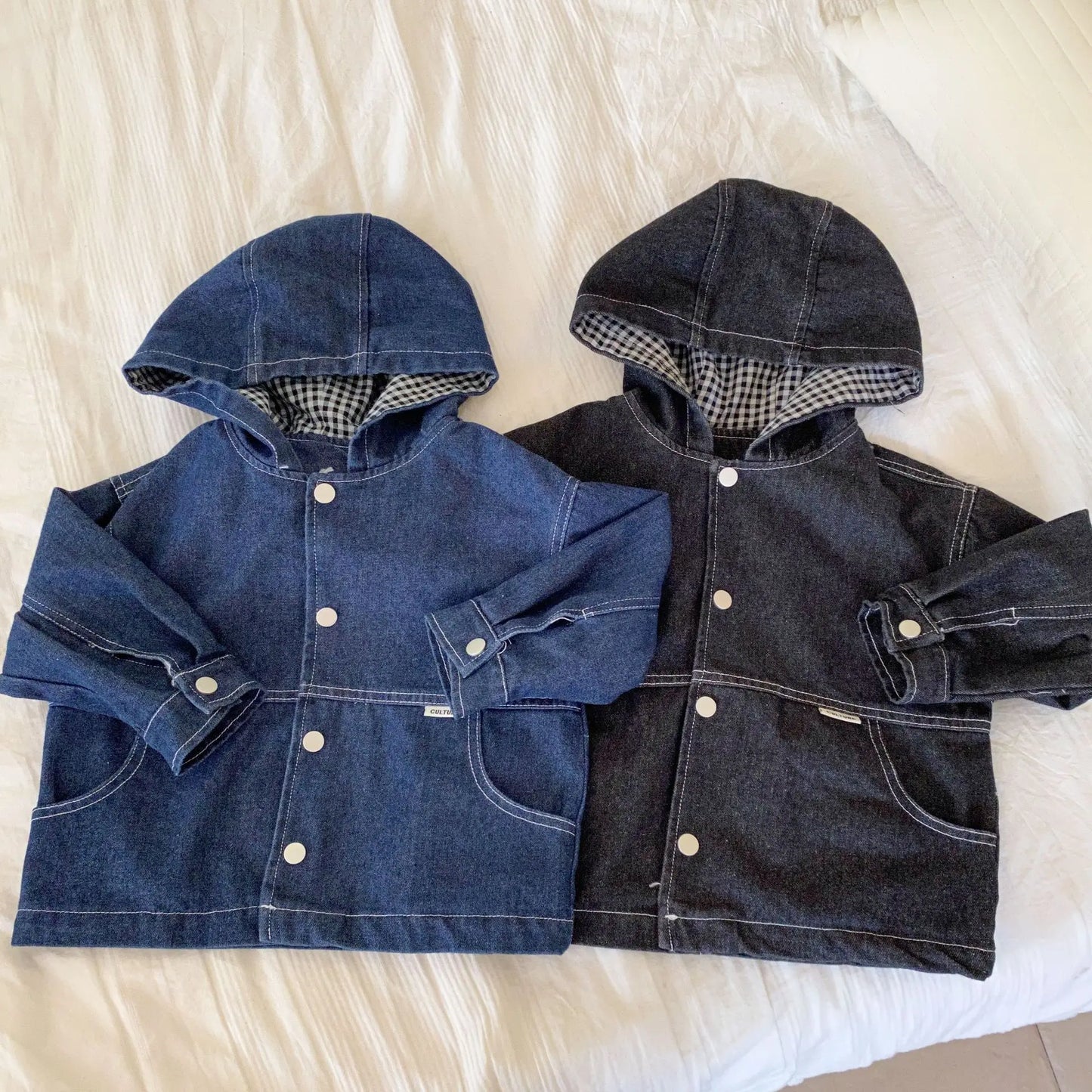 -キッズアウター フーディデニムジャケットコート 2カラー【mh0007120】 - mamahalo shop - ショートコート・ジャケット・ジャンパー -  べビー服 - 子供服 - 男の子 - 女の子