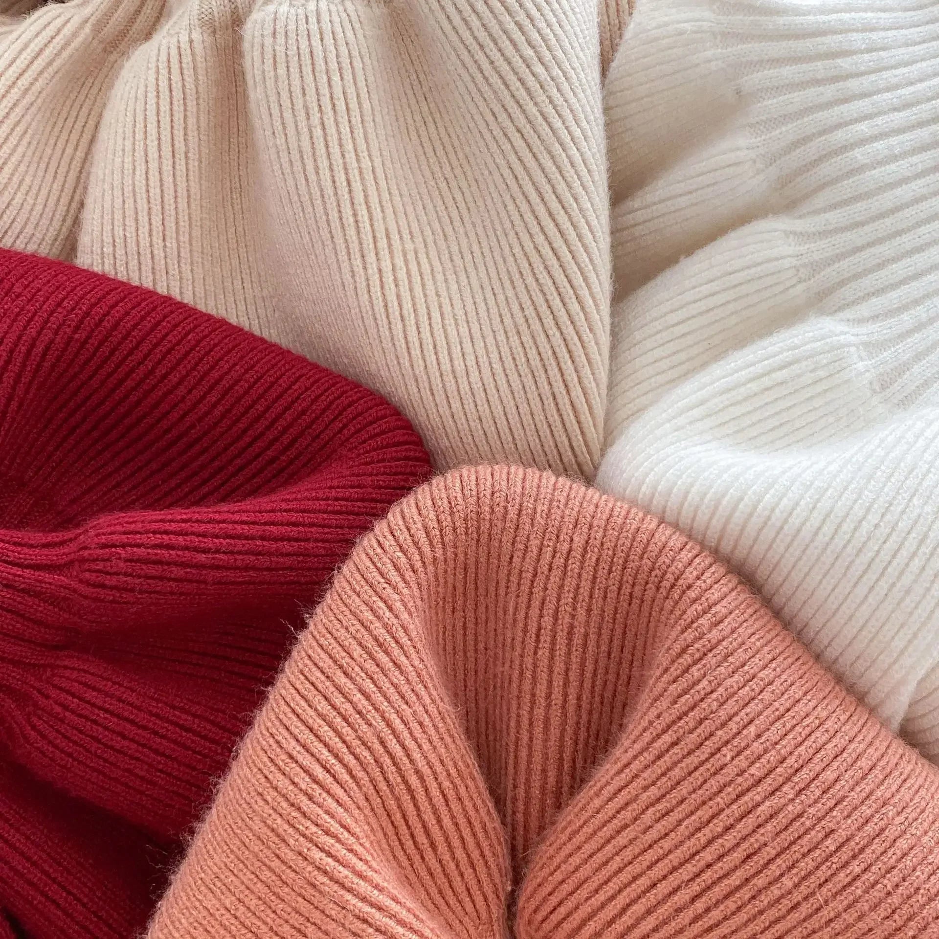 -ベビーキッズワンピース 長袖パフスリーブニットドレスミニワンピース 4カラー - mamahalo shop - 長袖ワンピース -  べビー服 - 子供服 - 男の子 - 女の子