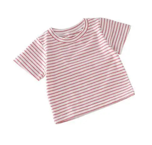 -ベビーオーバーオール デニム サスペンダーパンツ ロンパース 半袖ボーダーTシャツ - mamahalo shop - オーバーオール -  べビー服 - 子供服 - 男の子 - 女の子