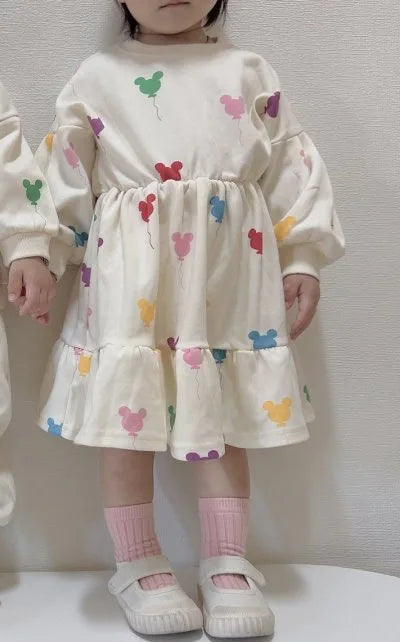 -キッズセットアップ 2点セット 長袖スウェットシャツ ロングパンツ 長袖ワンピース カラフルミッキーバルーンプリント リンクコーデ  姉妹兄弟 お揃いコーデ【mh0003844】 - mamahalo shop - 長袖セットアップ -  べビー服 - 子供服 - 男の子 - 女の子