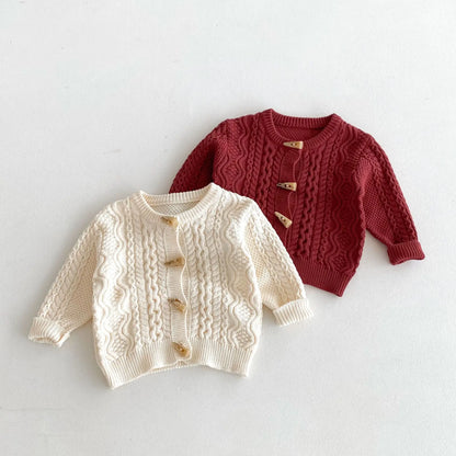 -キッズカーディガン ニットジャケット ダッフルボタン トグルボタン 2カラー【mh0006645】 - mamahalo shop - カーディガン・パーカー -  べビー服 - 子供服 - 男の子 - 女の子