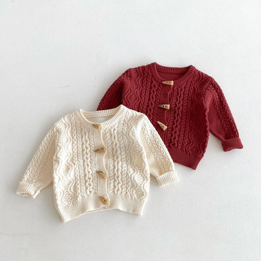 -キッズカーディガン ニットジャケット ダッフルボタン トグルボタン 2カラー【mh0006645】 - mamahalo shop - カーディガン・パーカー -  べビー服 - 子供服 - 男の子 - 女の子