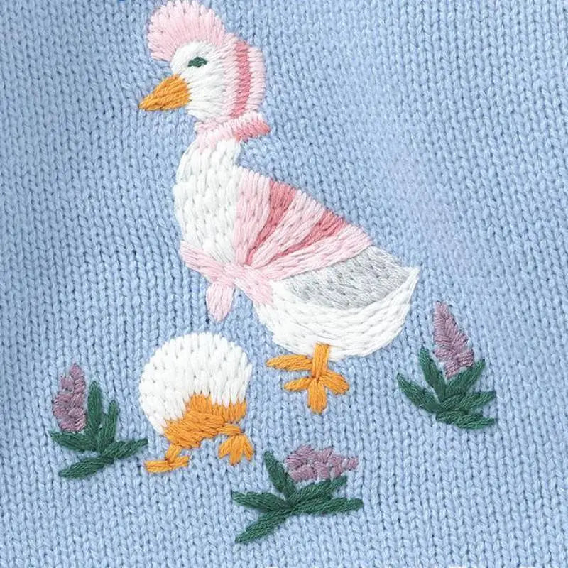 -ベビートップス あひる刺繍ニットセーター 4カラー - mamahalo shop - ニット・セーター -  べビー服 - 子供服 - 男の子 - 女の子
