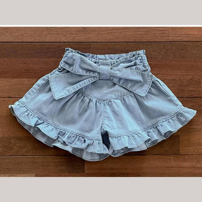 -キッズパンツ デニム フリルリボン ショートパンツ 2カラー【mh0006242】 - mamahalo shop - ハーフパンツ・ショートパンツ -  べビー服 - 子供服 - 男の子 - 女の子