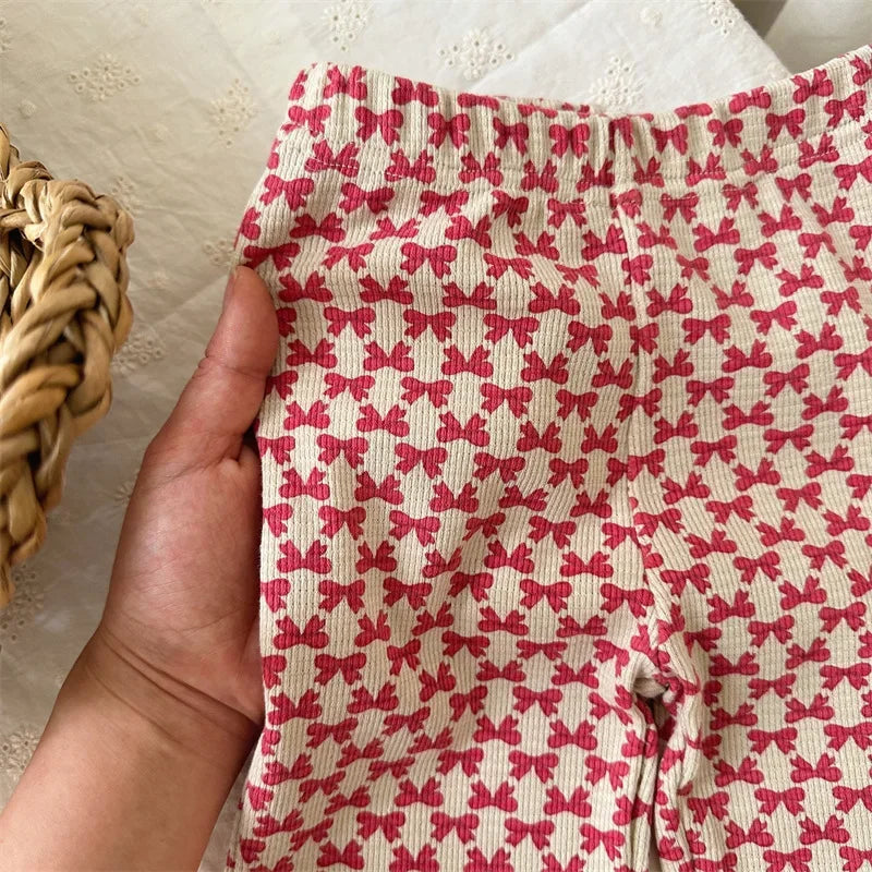 -キッズパンツ リボンプリント ベルボトムパンツ フレアパンツ【mh0005373】 - mamahalo shop - ロングパンツ・スウェットパンツ -  べビー服 - 子供服 - 男の子 - 女の子