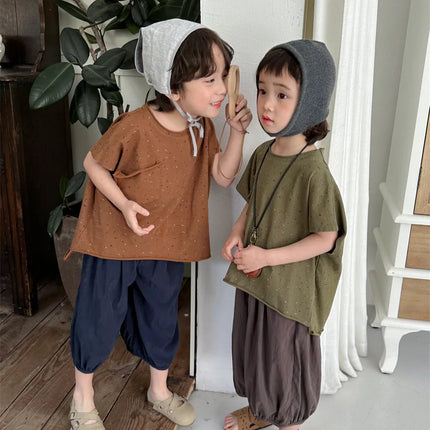 キッズトップス ビッグシルエット ルーズTシャツ 3カラー - mamahalo shop - 半袖Tシャツ - ベビー服 - 子供服 - 男の子 - 女の子