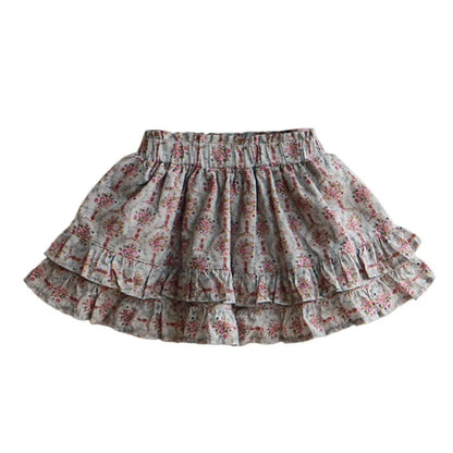 -キッズスカート フリルミニスカート フラワー 花柄プリント 2カラー ガールズ 女の子 子供服 - mamahalo shop - スカート -  べビー服 - 子供服 - 男の子 - 女の子