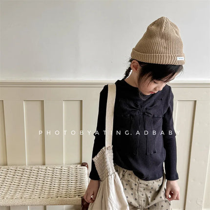 キッズトップス 長袖Tシャツ カットソー リボン刺繍 3カラー - mamahalo shop - 長袖Tシャツ -  べビー服 - 子供服 - 男の子 - 女の子