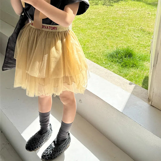 -キッズスカート チュチュ チュールスカート ティアードスカート レターロゴウエスト 2カラー - mamahalo shop - スカート -  べビー服 - 子供服 - 男の子 - 女の子