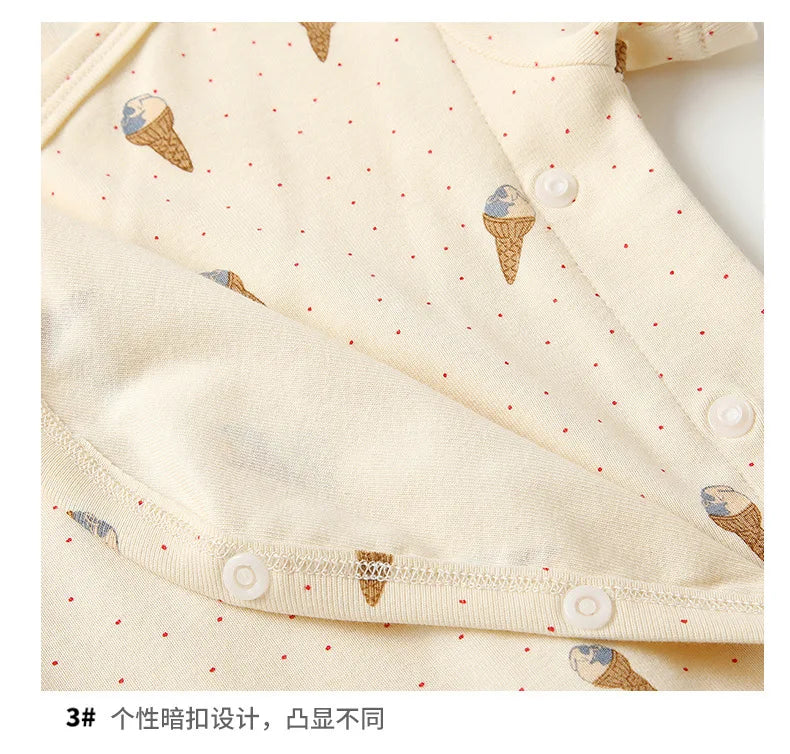 -ベビーロンパース/パンツ 半袖肌着  ボディシャツ アイスクリームプリント柄【mh0005532】 - mamahalo shop - 半袖ロンパース -  べビー服 - 子供服 - 男の子 - 女の子