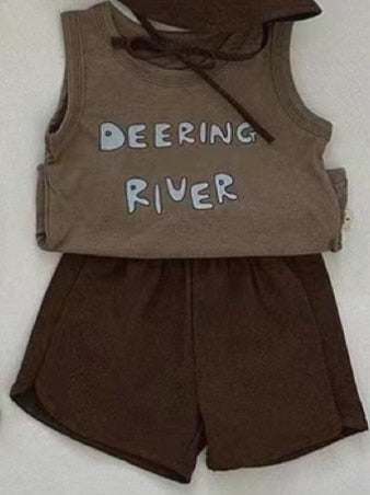 -ベビー セットアップ レターロゴ プリント タンクトップ ショートパンツ 3カラー ボーイズ【mh0002262】 - mamahalo shop - ノースリーブセットアップ -  べビー服 - 子供服 - 男の子 - 女の子