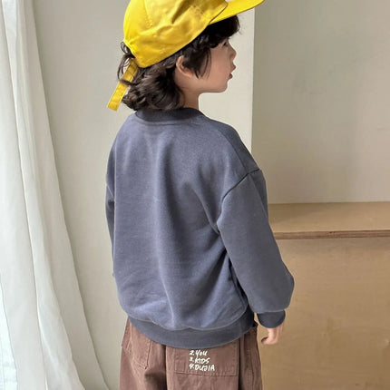 キッズトップス バナナ/りんごアップリケ長袖スウェットシャツ - mamahalo shop - 長袖Tシャツ -  べビー服 - 子供服 - 男の子 - 女の子