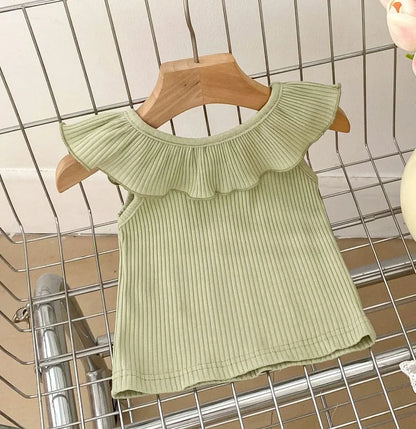 -ベビートップス フリルカラー ノースリーブTシャツ 5カラー - mamahalo shop - タンクトップ・キャミソール・ノースリーブトップス -  べビー服 - 子供服 - 男の子 - 女の子