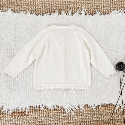 -キッズカーディガン フラワー花柄刺繍ワンポイントニットジャケット 2カラー - mamahalo shop - カーディガン・パーカー -  べビー服 - 子供服 - 男の子 - 女の子