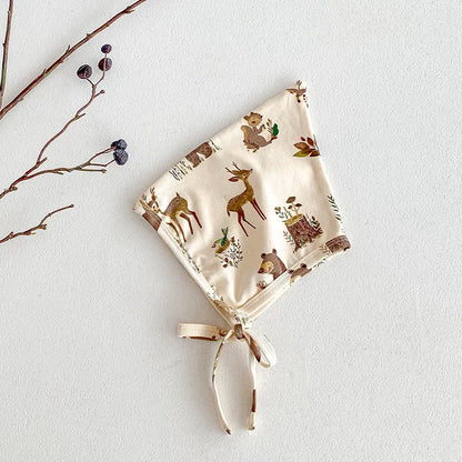 -ベビーロンパース/パンツ/ボンネット フォレストアニマルプリント長袖ボディスーツ/ロングパンツ/帽子 4デザイン【mh0006931】 - mamahalo shop - ロンパースセットアップ -  べビー服 - 子供服 - 男の子 - 女の子