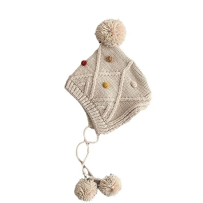 -ベビー帽子 ポンポン付きニットキャップボンネット 5カラー【mh0006952】 - mamahalo shop - ベビー用帽子 -  べビー服 - 子供服 - 男の子 - 女の子