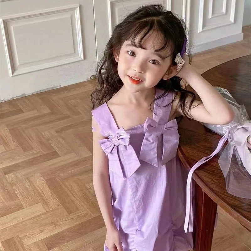 -キッズワンピース キャミソールリボンドレス イレギュラースカート 2カラー【mh0005652】 - mamahalo shop - ノースリーブワンピース -  べビー服 - 子供服 - 男の子 - 女の子