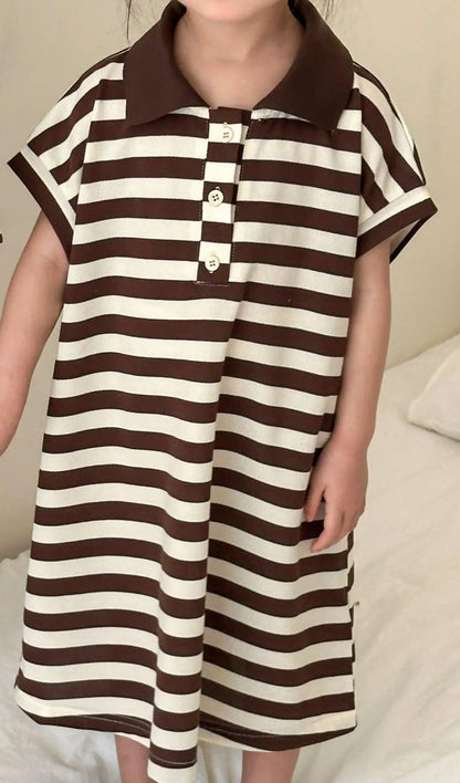 -キッズセットアップ 2点セット/ワンピース ボーイズ半袖ポロシャツ+ハーフパンツ/ガールズ半袖ポロワンピ ボーダー リンクコーデ 兄弟姉妹 お揃いコーデ【mh0005183】 - mamahalo shop - 半袖セットアップ -  べビー服 - 子供服 - 男の子 - 女の子