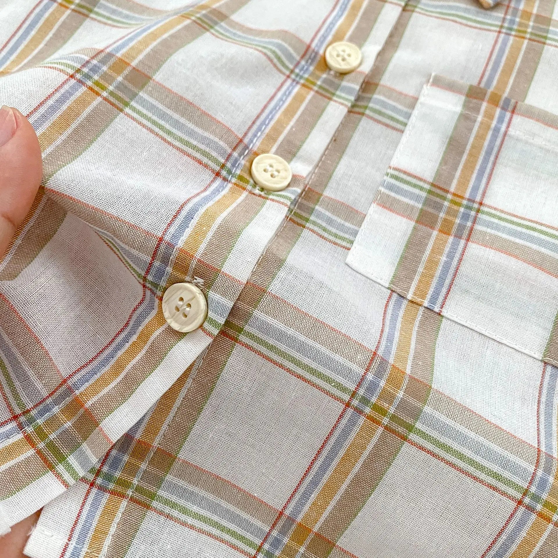 -ベビーキッズセットアップ 2点セット 半袖シャツ+ショートパンツ ストライプ/レトロチェック【mh0005483】 - mamahalo shop - 半袖セットアップ -  べビー服 - 子供服 - 男の子 - 女の子