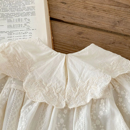 -☺︎ ベビーロンパース 長袖ビッグ襟ボディスーツ ベージュ - mamahalo shop - 長袖ロンパース -  べビー服 - 子供服 - 男の子 - 女の子